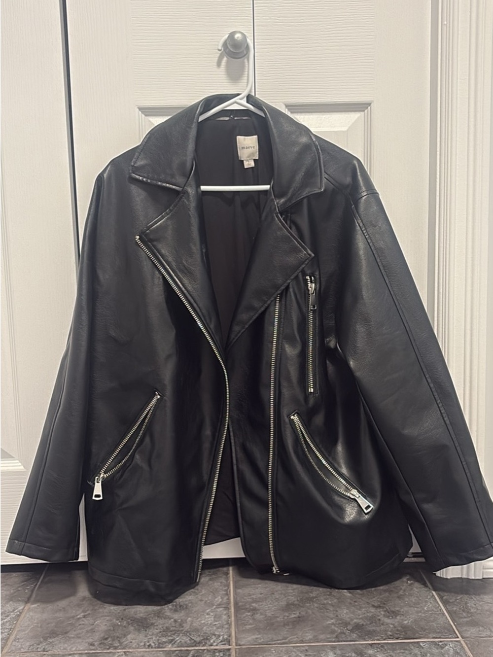 Maeve oversized faux leather moto